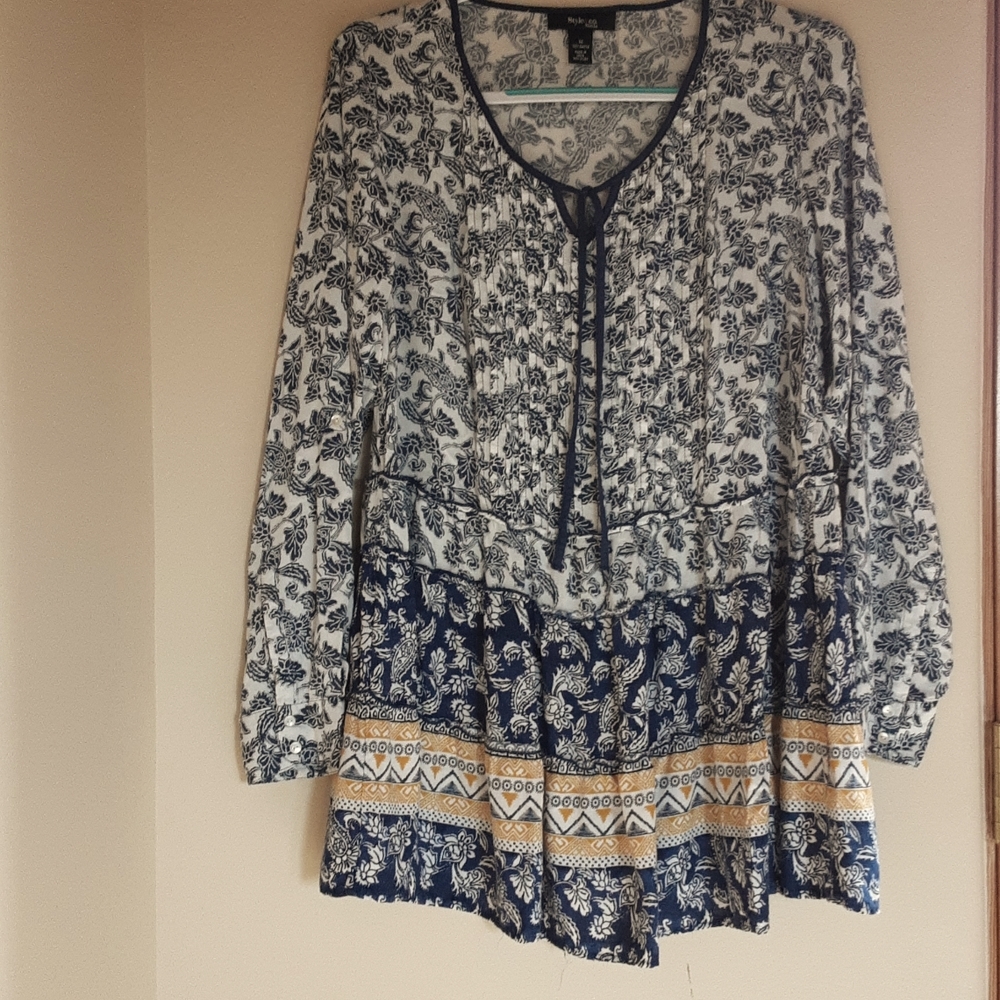 Style & Co. Multi-pattern Long Sleeve Boho Top